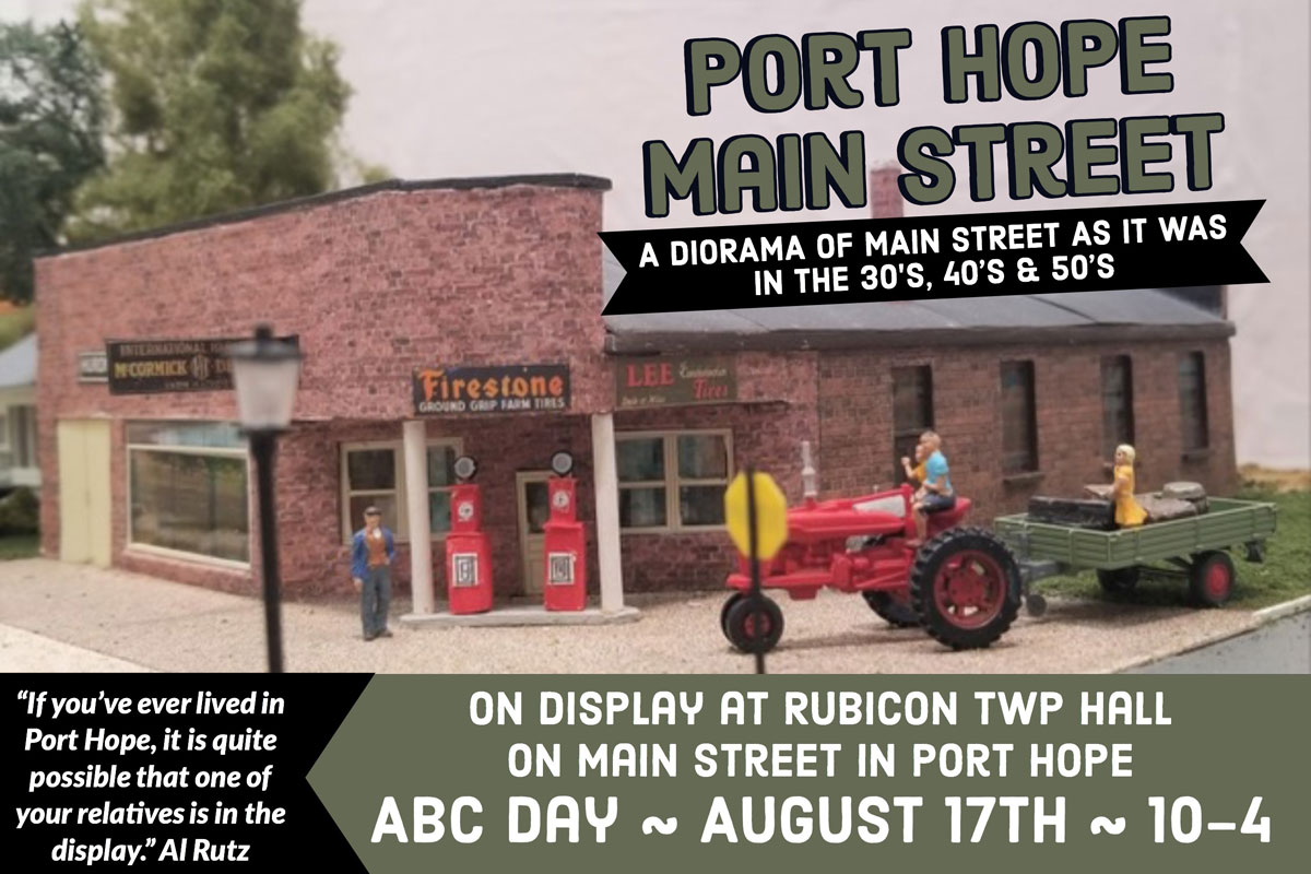 Miniture diorama of Port Hope, Michigan's main street.